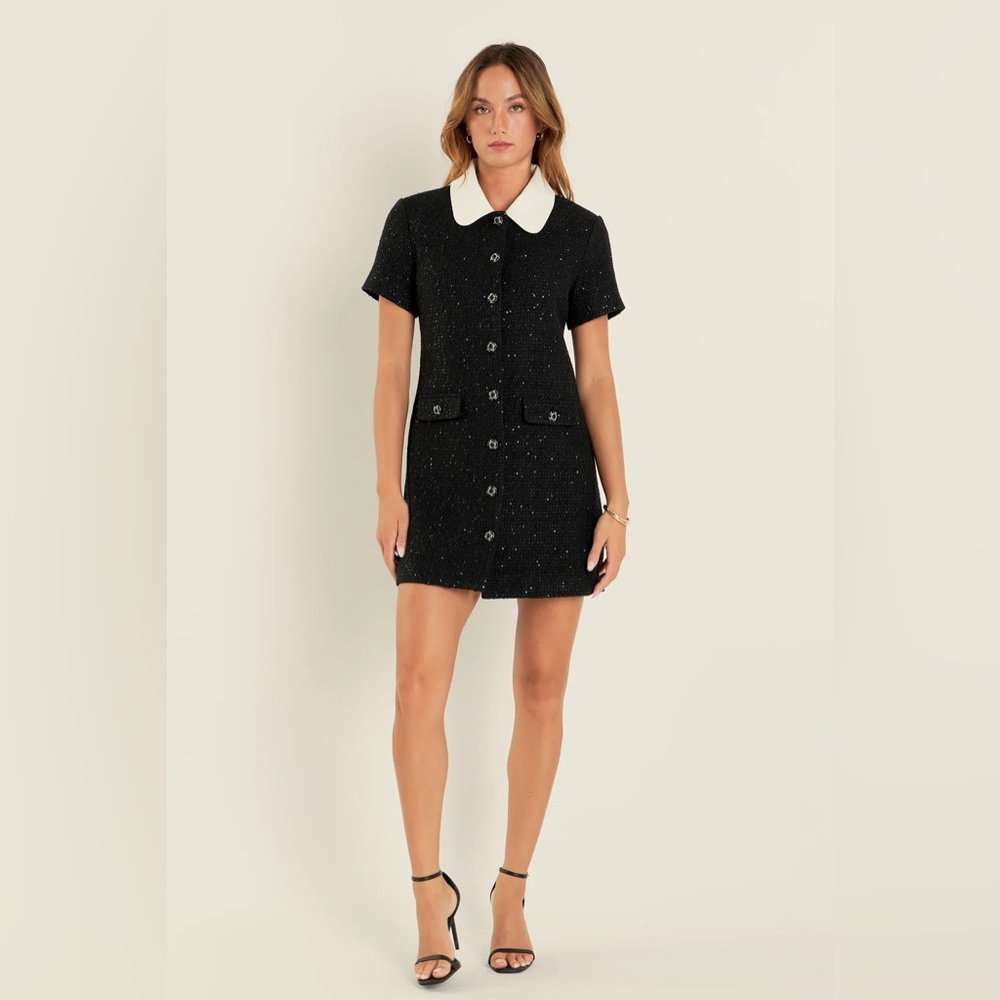 Nwt ENGLISH‎ FACTORY  Sequin Tweed Mini Shirt Dress